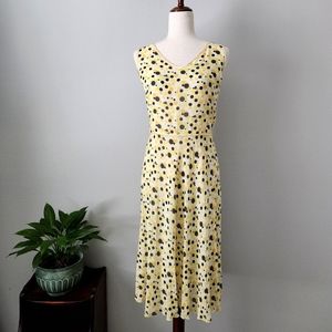 Bob Mackie Studio Sleeveless Yellow Dress With Flowy Pleated Skirt, Size 12